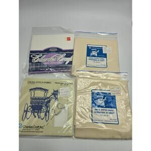 Charles Craft 22ct Cross Stich Fabric Hardanger Lot Of 4